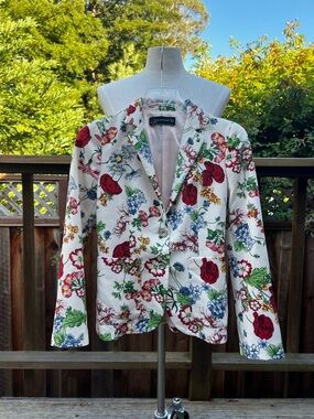 Zara Cream Floral Blazer with Multicolor Botanicals